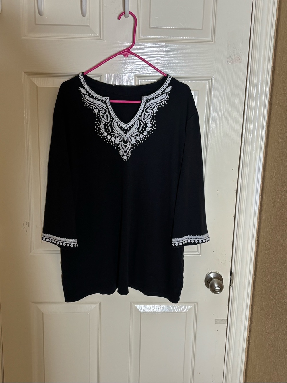 Johnny Was tunic blouse women XL black & white floral - Picture 10 of 10